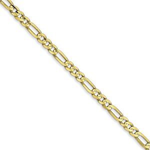 3mm, 10k Yellow Gold, Concave Figaro Chain Necklace, 30 Inch